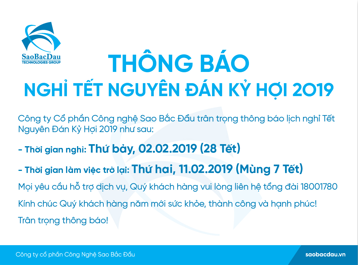 Thông báo nghỉ tết Nguyên Đán Kỷ Hợi 2019