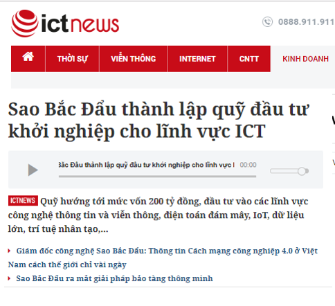 Sao Bắc Đẩu thành lập quỹ đầu tư khởi nghiệp cho lĩnh vực ICT