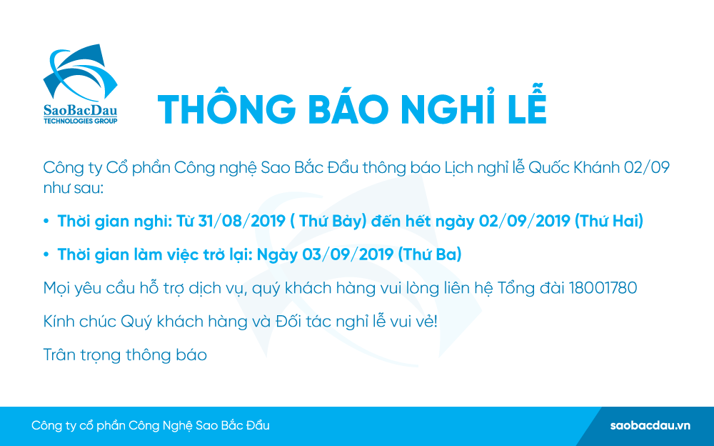 Thông báo Lịch nghỉ Lễ Quốc khánh 02/09