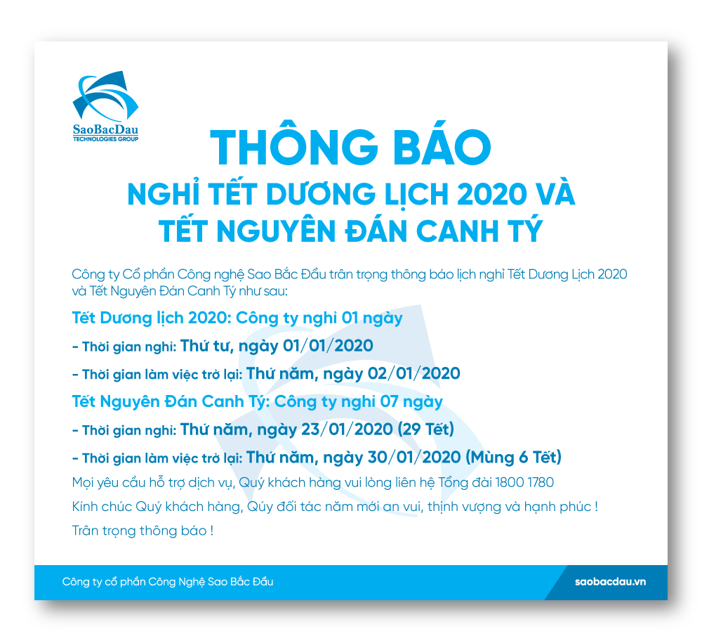 THÔNG BÁO NGHỈ TẾT VÀ THƯ CHÚC TẾT DƯƠNG LỊCH; TẾT NGUYÊN ĐÁN CANH TÝ 2020