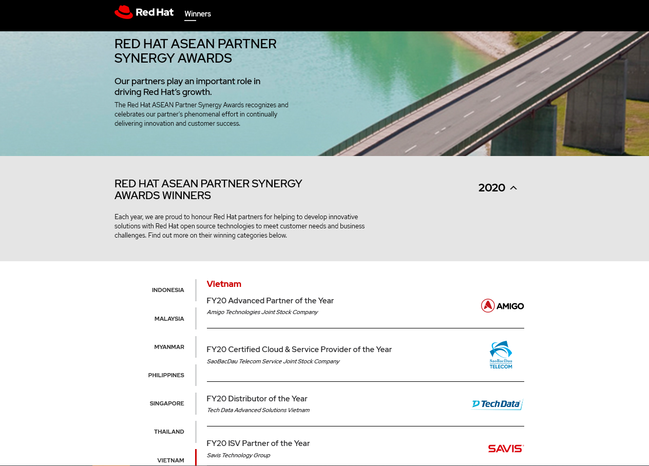 Chúc mừng SaoBacDau Telecom vinh dự được Redhat vinh danh nhà cung cấp dịch vụ điện toán đám mây của năm